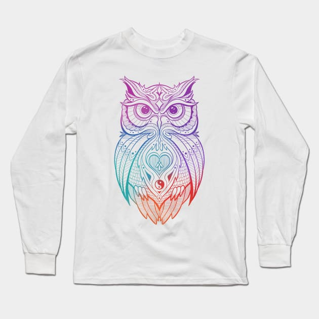 OWL Warrior Heart Line Art Long Sleeve T-Shirt by Robbgoblin